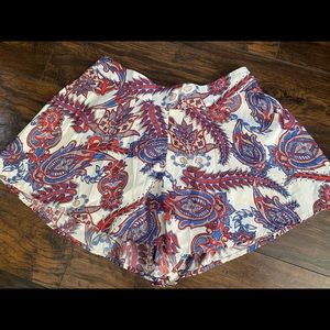 High rise silk boho shorts
